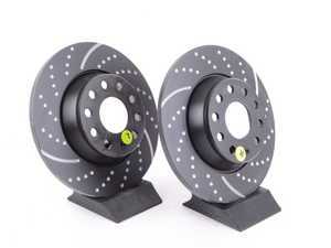 ES#521638 - GD1410 -  Rear Slotted & dimpled Brake Rotors - Pair (282x12) - Upgrade to a slotted / dimpled rotor for improved braking - OE# 1K0615601AD - EBC - Audi Volkswagen