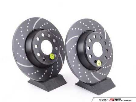 ES#521638 - GD1410 -  Rear Slotted & dimpled Brake Rotors - Pair (282x12) - Upgrade to a slotted / dimpled rotor for improved braking - OE# 1K0615601AD - EBC - Audi Volkswagen