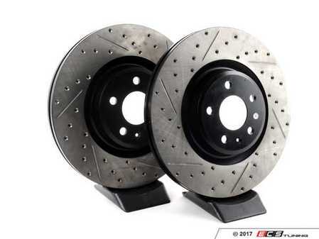ES#3191612 - 127.33138KT - Front Drilled & Slotted Brake Rotors - Pair (345x30) - Upgrade your stopping power - StopTech - Audi