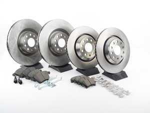 ES#3159521 - KOE5471 - Autospecialty Daily Driver Brake Service Kit - Front & Rear (345x30/310x22) - Stock replacement brake kit with hardware, featuring OE replacement brake rotors and high performance Evolution ceramic pads - Power Stop - Volkswagen