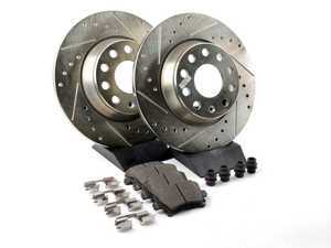 ES#3156479 - K2261 - Power Stop Z23 Evolution Sport Rear Brake Kit (286mm) - A performance rear-wheel brake upgrade featuring drilled & slotted rotors and low-dust carbon-fiber ceramic pads. - Power Stop - Audi Volkswagen