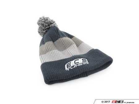 ES#3411267 - 6060060 - ECS Striped Beanie with Pom - Black - Featuring white embroidered ECS Tuning logo on front center - ECS - 