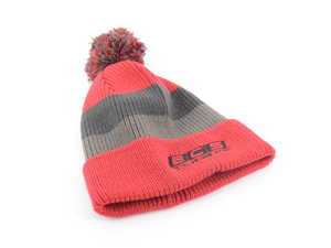 ES#3411268 - 6060070 - ECS Striped Beanie with Pom - Red - (NO LONGER AVAILABLE) - Featuring black embroidered ECS Tuning logo on front center - ECS - 
