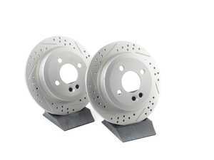 ES#2537031 - 342070XSGMTLRKT - Rear Cross Drilled & Slotted Brake Rotors - Pair 10.19" (259x10) - (NO LONGER AVAILABLE) - Featuring GEOMET protective coating. - ECS - 
