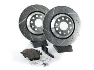 ES#3157808 - K7084 - Power Stop Z23 Evolution Sport Rear Brake Kit (310x22) - A performance rear-wheel brake upgrade featuring drilled & slotted rotors and low-dust carbon-fiber ceramic pads. - Power Stop - Audi Volkswagen