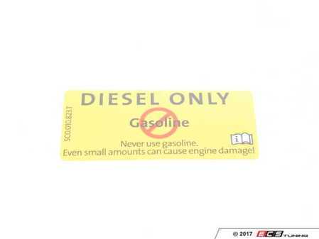 ES#3212221 - 5C0010823T_US - Diesel Only Fuel Sticker - Priced Each - Peel & Stick Diesel Fuel Only sticker for inside fuel door. - Genuine Volkswagen Audi - Volkswagen