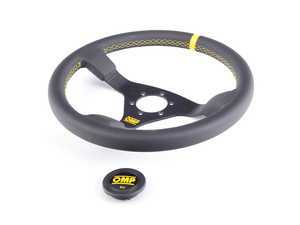 ES#3192155 - OD/1980/N - WRC Racing Steering Wheel - Black/Yellow Leather - Universal sport steering wheel with a 350mm diameter. - OMP - BMW