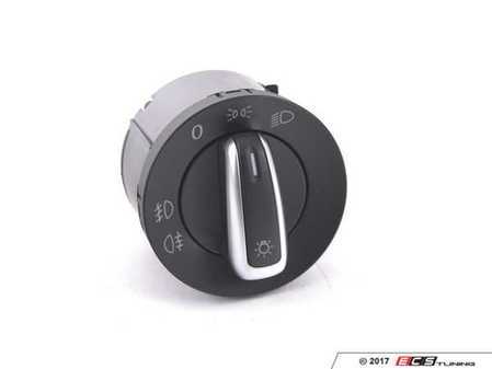 ES#258938 - 3C8941431QXSH - Standard European Headlight Switch - Brushed Trim - Controls headlights, parking lights, front fog lights, and rear fog lights - Genuine European Volkswagen Audi - Volkswagen