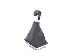 ES#2736900 - 5GM711113DCBR - Shift Knob with Boot - Leather shift knob with black leatherette boot and red stitching - Genuine Volkswagen Audi - Volkswagen