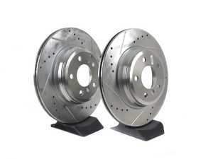ES#3477510 - EBR1414XPR - Evolution Tru-Cast Drilled And Slotted Rotor Pair - Rear (330x20) - Performance rotors built to cool quickly and prevent corrosion for years of rough us and abuse. - Power Stop - BMW