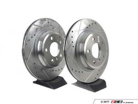 ES#3477510 - EBR1414XPR - Evolution Tru-Cast Drilled And Slotted Rotor Pair - Rear (330x20) - Performance rotors built to cool quickly and prevent corrosion for years of rough us and abuse. - Power Stop - BMW