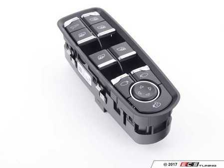 ES#2992343 - 7PP959858AFDML - Driver Window Switch Controller  - (NO LONGER AVAILABLE) - Matte black and bright chrome switch unit - Genuine Porsche - 