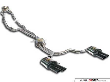 ES#3514347 - 769620 - Street Performance Complete Exhaust System - Resonated  - Stainless steel system with high-flow downpipes/catalytic converters, resonated center-section, and rear mufflers with quad black tips - Supersprint - Audi
