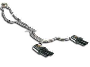 ES#3514368 - 769610 - Track Performance Complete Exhaust System - Non-Resonated  - Stainless steel system with high-flow downpipes/catalytic converters, non-resonated center-section, and rear mufflers with quad black tips - Supersprint - Audi