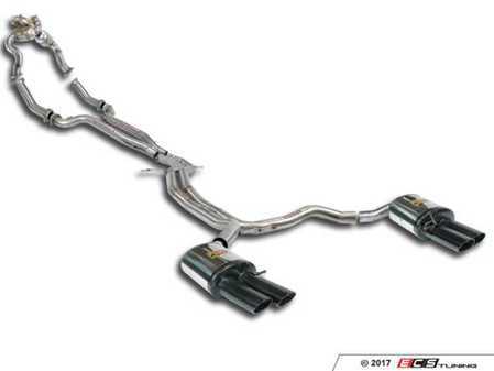 ES#3514368 - 769610 - Track Performance Complete Exhaust System - Non-Resonated  - Stainless steel system with high-flow downpipes/catalytic converters, non-resonated center-section, and rear mufflers with quad black tips - Supersprint - Audi
