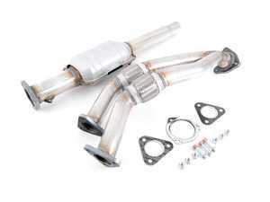 ES#3177550 - 251235lKT - 2.0" Dual Downpipe - With Catalytic Converter - T-304 stainless steel downpipe with high-flow catalytic converter - Techtonics Tuning - Volkswagen