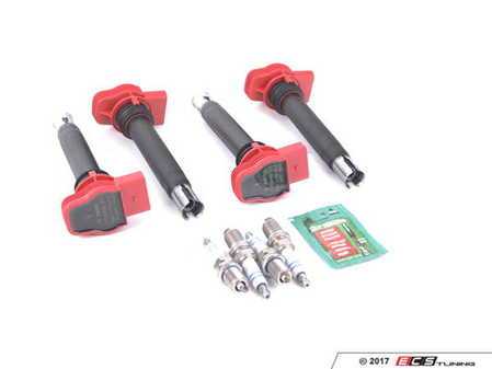 ES#3464404 - 06E905115Fkt5 - Ignition Service Kit - Includes four Bosch red coil packs and four Bosch double platinum spark plugs - Assembled By ECS - Audi Volkswagen