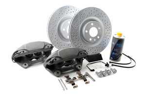 ES#2953877 - 014366ECS02KT2 -  Front Big Brake Kit - Stage 3 - Cross Drilled & Slotted Rotors (345x30) - (NO LONGER AVAILABLE) - Upgrade your brake system to the 4-piston Brembo Q5 calipers. Includes ECS GEOMET brake rotors. - ECS - 