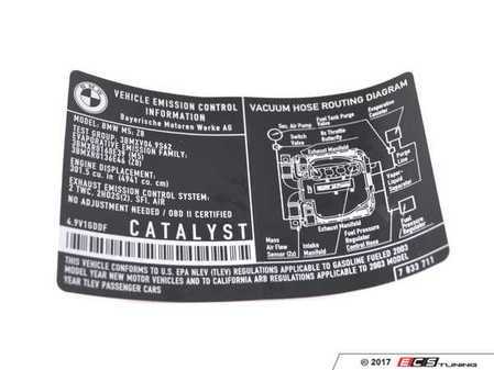 ES#185125 - 71227833711 - EMISSION LABEL - Genuine BMW - BMW