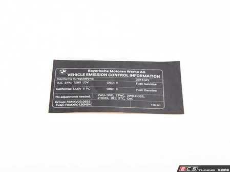 ES#2775471 - 71227854041 - Exhaust Emissions Label - Genuine BMW - BMW