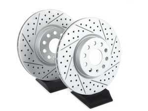 ES#2996455 - 10-698-1098K - Clubsport Front Cross Drilled & Slotted Brake Rotors - Pair (312x25) - Upgrade to a slotted / cross-drilled rotor for improved braking - OE# 1K0615301AA - Autotech - Audi Volkswagen