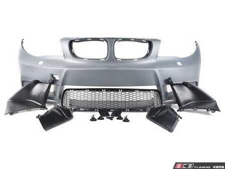 ES#3524600 - 022018ecs02p - BMW E82 1M Style Front Bumper With Airduct - Complete direct bolt on front bumper designed to fit with stock fenders and hood. This version has airducts instead of foglights. - ECS - BMW
