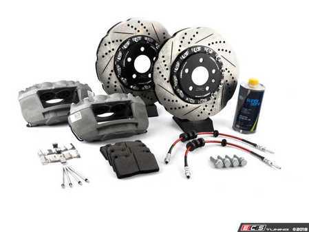 ES#2856010 - 003523ECS01AKT -  Front Big Brake Kit - Stage 2 - 2-Piece Tru-Float Scalloped Rotors (345x30) - Upgrade your brake system to the 4-piston Brembo Q5 calipers with ECS Tru-Float scalloped rotors - ECS - Audi