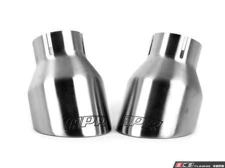 ES#3537654 - TPK0002 - Double-Walled Exhaust Tips - Brushed - Pair of slash-cut double-walled 4 exhaust tips with 2.5" inlets - APR - Audi Volkswagen Porsche
