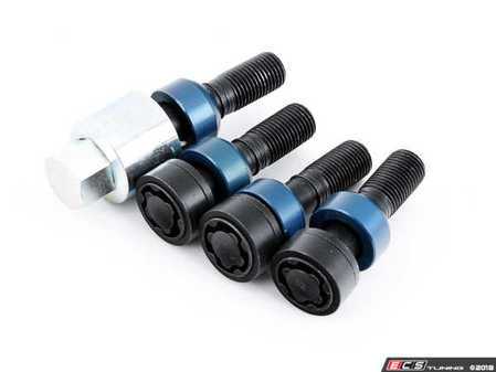 ES#3669096 - 00004460283 - Extended-Length Locking Wheel Bolt Set - Black - Thatcham style - 52mm shaft (37mm length under seat) - Genuine Porsche - Porsche