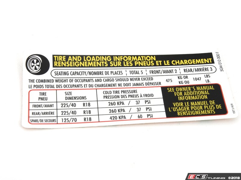 Genuine Volkswagen Audi - 5GM010000F - LABEL (5GM 010 000 F)