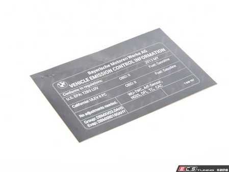 ES#2683803 - 71227649767 - Exhaust Emissions Label - Genuine BMW - BMW