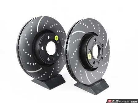 ES#521635 - GD1392 - Front Dimpled & Slotted Brake Rotors - Pair (321x30) - Reduce brake fade and add stopping performance - EBC - Audi