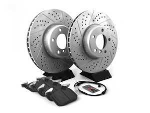 ES#3552990 - 010761ECSKT - Performance Front Brake Service Kit - (340x30) - Featuring ECS GEOMET cross drilled and slotted rotors and Hawk HPS 5.0 pads - Assembled By ECS - 