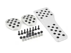 Rennline Pedal Set - 3 piece - Rubber Grip - Silver
