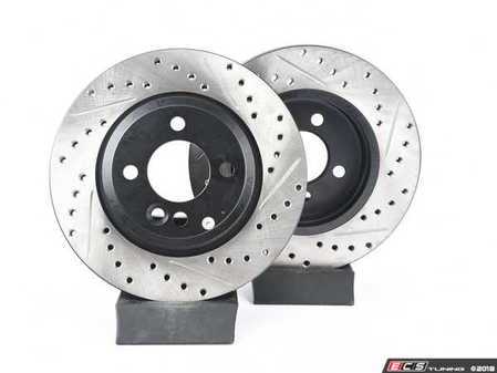 ES#2594717 - 34111502891XSKT - Performance Front Brake Service Kit - (NO LONGER AVAILABLE) - Featuring ECS V4 Slotted/Drilled rotors and ECS EP24 "Enthusiast Performance" brake pads - Assembled By ECS - 