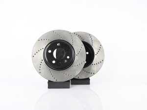 ES#3236226 - 128.33123lKT - Front Cross Drilled Brake Rotors - Pair (320x30) - Upgrade to a cross-drilled rotor for improved braking - StopTech - Audi