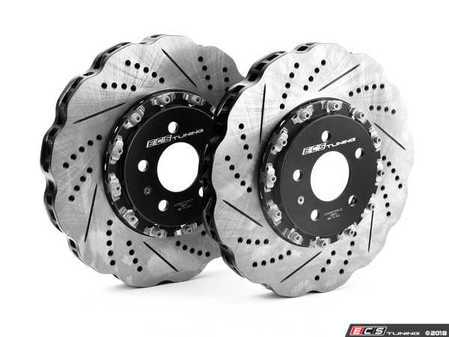 ES#3559513 - 023940ECS01KT - Front 2-Piece Scalloped Brake Rotors - Pair (350x34) - Direct bolt-on upgrade to Tru-Float scalloped style rotors. Over 15% less weight! - ECS - Audi