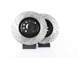 ES#3536778 - 025997ECS0255KT -  Front V4 Cross Drilled & Slotted Brake Rotors - Pair (345x30) - (NO LONGER AVAILABLE) - Precision manufactured and featuring an electrostatic rust-inhibiting coating - ECS - 