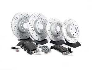 ES#3209888 - VPRFBRKHAPKT - Performance Front & Rear Brake Service Kit (312x25/272x10) - (NO LONGER AVAILABLE) - Featuring ECS GEOMET cross-drilled and slotted rotors and Hawk HPS pads - Assembled By ECS - 