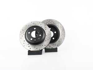 ES#3194623 - 12733127KT - Rear Cross Drilled & Slotted Brake Rotors - Pair (300x12) - Upgrade to a slotted / cross-drilled rotor for improved braking - StopTech - Audi
