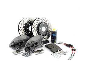 ES#2730470 - 8R0615107EKT -  Front Big Brake Kit - Stage 2 - 2-Piece Cross Drilled & Slotted Rotors (345x30) - Upgrade your brake system to the 4-piston Brembo Q5 calipers - ECS - Audi