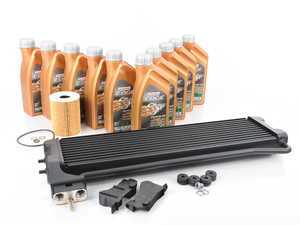 ES#3568788 - 17222282499KT - S85 Engine Oil Cooler Replacement Kit - For the enthusiast that seeks a proper repair. Includes a new original equipment oil cooler, mounting hardware, and Castrol oil service kit. - Assembled By ECS - BMW