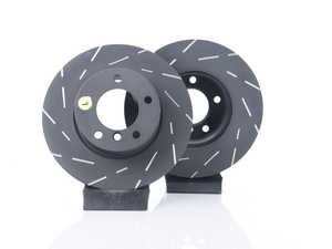 ES#523002 - USR858 - Ultimax USR Sport Front Rotor Kit - Pair (296X22) - Slotted rotors help evacuate debris and water from the pads for increased braking performance - EBC - BMW