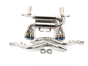 ES#2858001 - MRABEBE90M34DBT - Megan Axle Back Exhaust  - 2.5" stainless exhaust with quad 3" blue titanium tips - Megan Racing - BMW