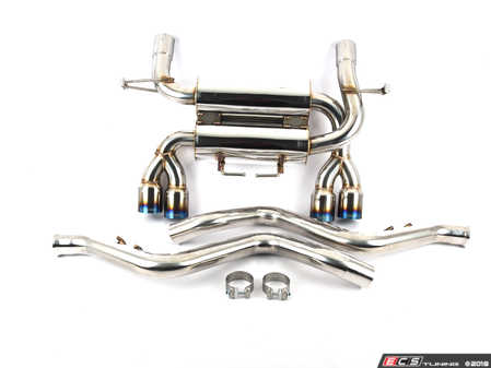 ES#2858001 - MRABEBE90M34DBT - Megan Axle Back Exhaust  - 2.5" stainless exhaust with quad 3" blue titanium tips - Megan Racing - BMW