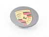 ES#3252642 - 00004460604 - Round Concave With Full Color Porsche Crest Center Cap - Priced Each - Beautiful OEM crested cap - 4 required - Genuine Porsche - Porsche