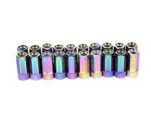 ES#3466869 - SHC3P-NEO-14x1.5 - 3-Piece Short Capped Lug Nuts - Neochrome - Set of 20 3-piece locking lug nuts - Sickspeed - Audi Volkswagen