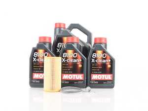 ES#3603768 -  3374650234KT - Oil Service Kit - Premium - Includes 8 liters of Motul 8100 X-Clean+ 504.00 / 507.00 / (5w-30), filter, drain plug with sealing washer, and oil sticker - Assembled By ECS - Audi