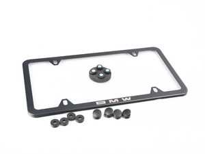 ES#3251513 - 82122456416 - Black slim line plate frame - Slim black plate from with bolt covers, also includes valve stem caps - Genuine BMW - BMW