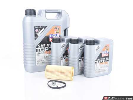 ES#3604017 -  2011KT - Oil Service Kit - Includes 8 liters of Liqui Moly Top Tec 4200, 504.00 / 507.00 / (5w-30), Hengst filter, drain plug with sealing washer, and oil sticker - Assembled By ECS - Audi